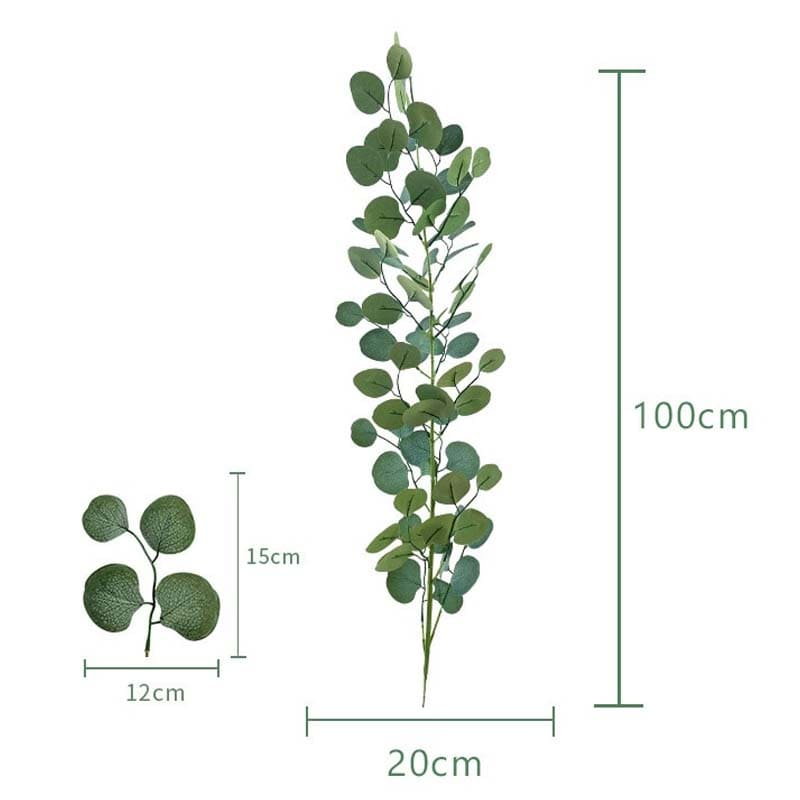 Grande Branche Artificielle Feuilles d'Eucalyptus Rondes