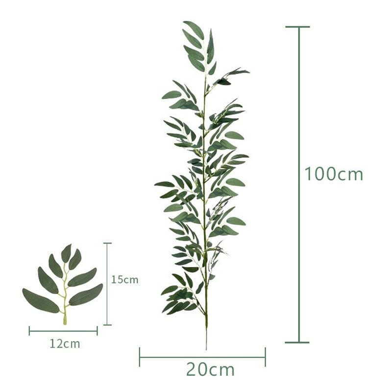 Grande Branche Artificielle Feuilles de Saule Vertes Foncées