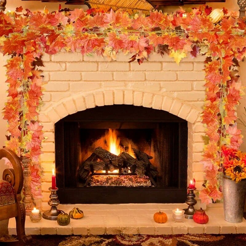 Guirlande de Feuilles d'Automne Cheminée