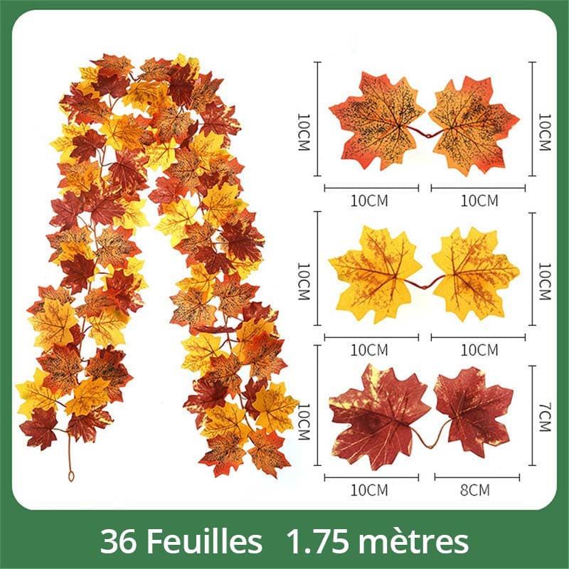 Guirlande de Feuilles d'Érable Artificielles 36 feuilles