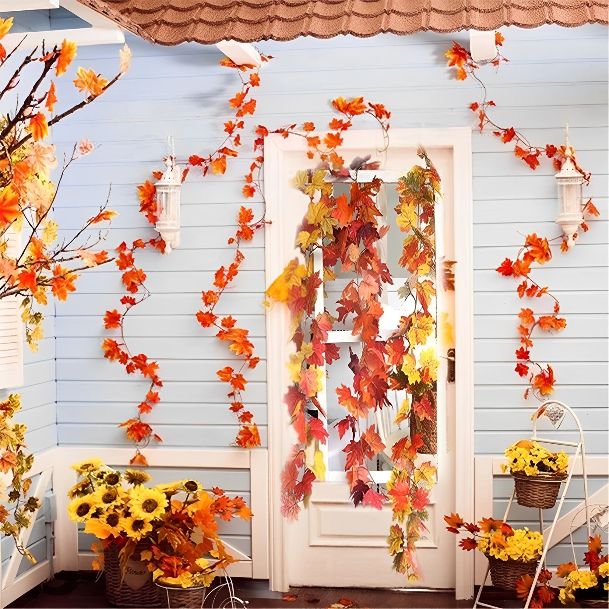 Guirlande de Feuilles d'Érable Artificielles Déco