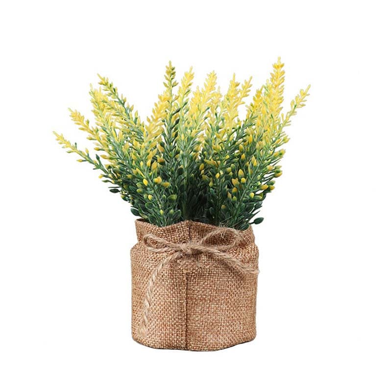 Lavande Artificielle en Pot Jaune