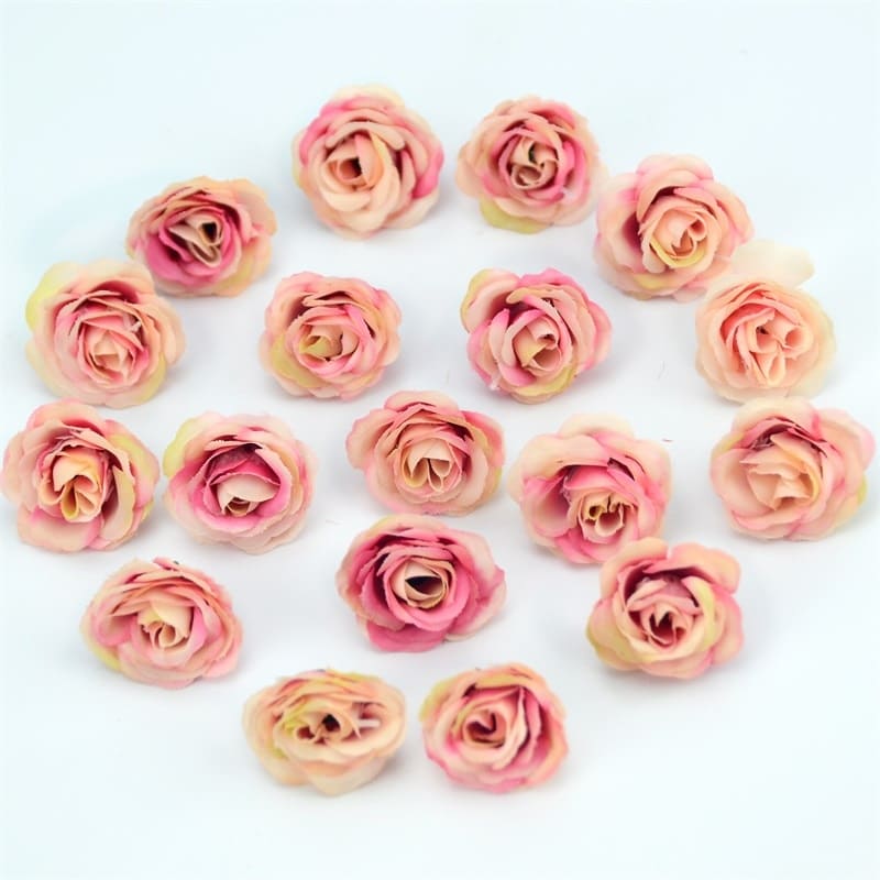 Mini Roses Artificielles Mauve Beige