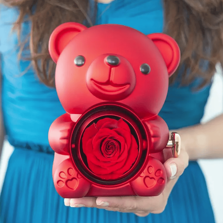 Ours Rose Éternelle avec Collier Personnalisé