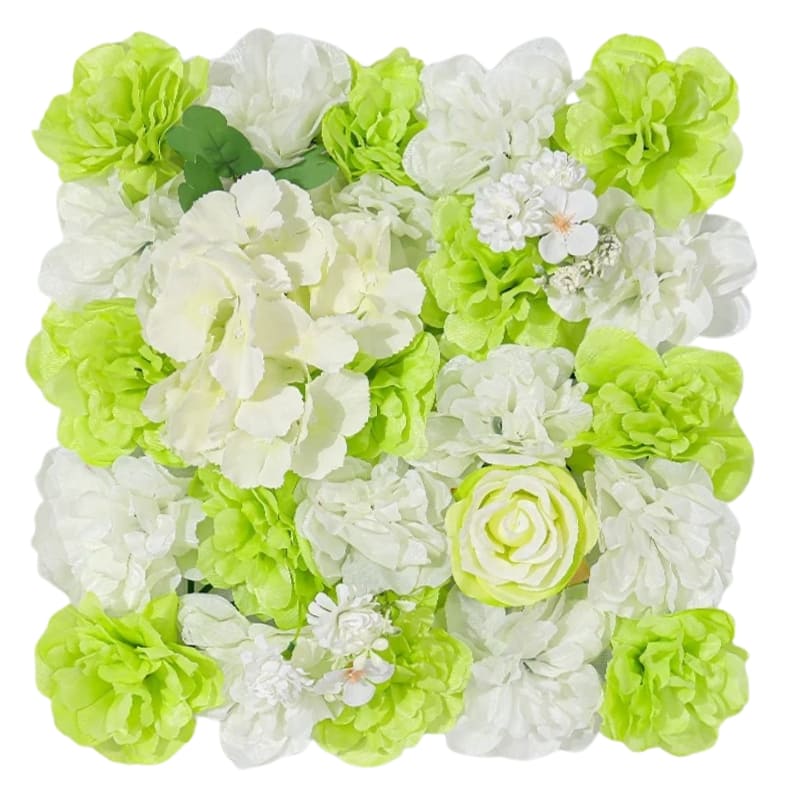 Panneau Mural Fleur Artificielle Blanc et Vert Clair