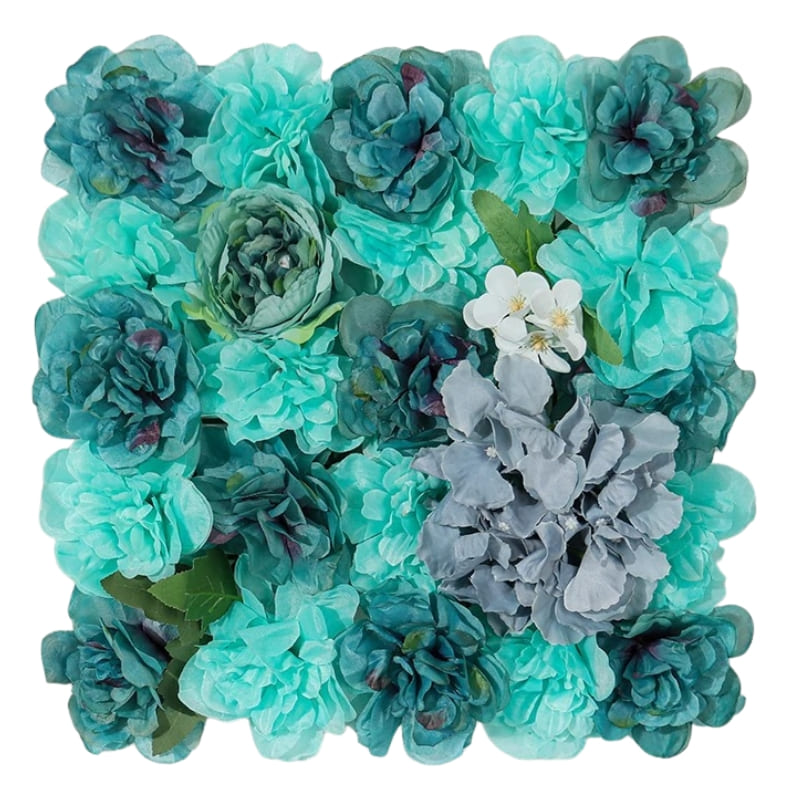 Panneau Mural Fleur Artificielle Bleu Vert