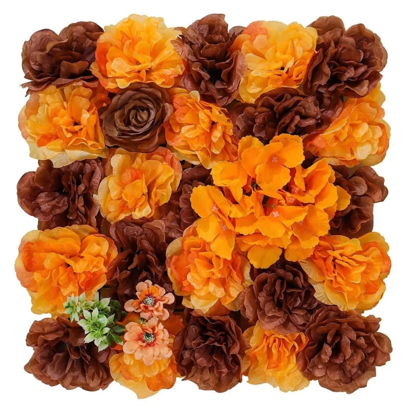 Panneau Mural Fleur Artificielle Orange et Marron