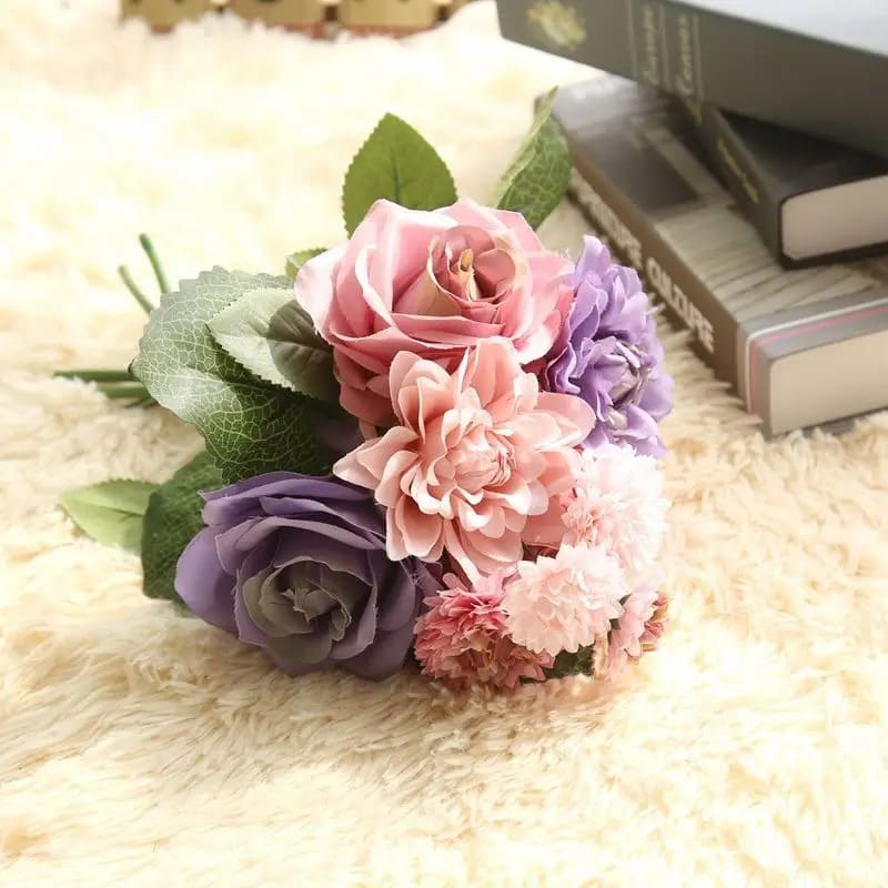 Petit Bouquet de Mariée Rose et Violet