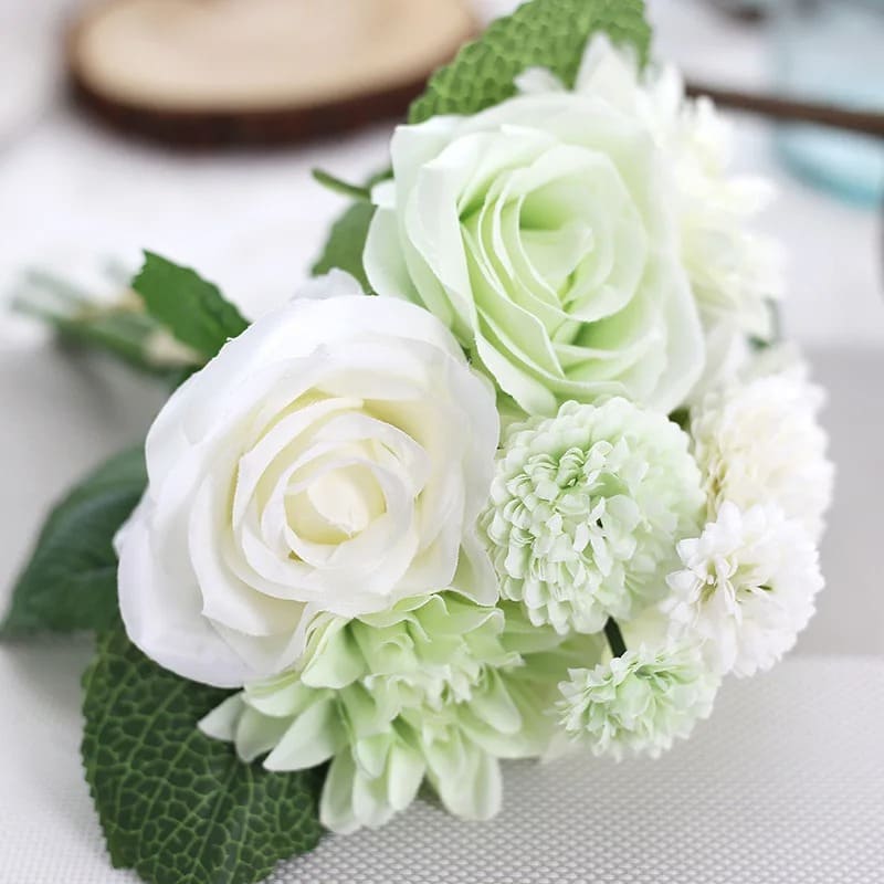Petit Bouquet de Mariée Vert et Blanc