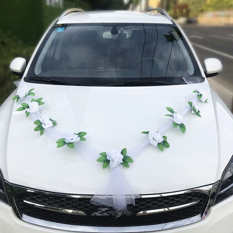 Rose Fleur Voiture Mariage Blanc
