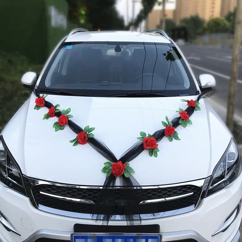 Rose Fleur Voiture Mariage Rouge Ruben Noir