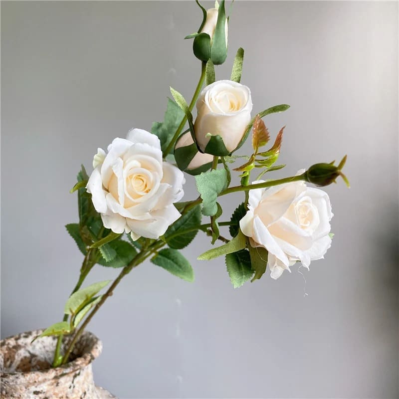 Roses Artificielles avec Tige Blanc