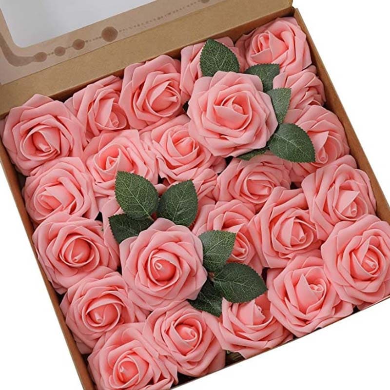 Roses Artificielles en Mousse Rose Orange