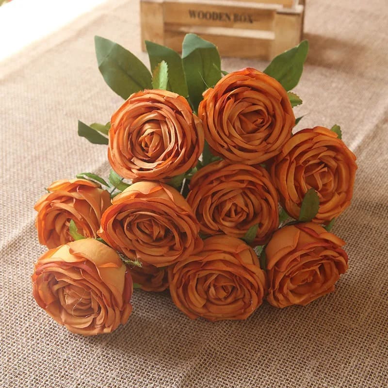 Roses en Soie Orange