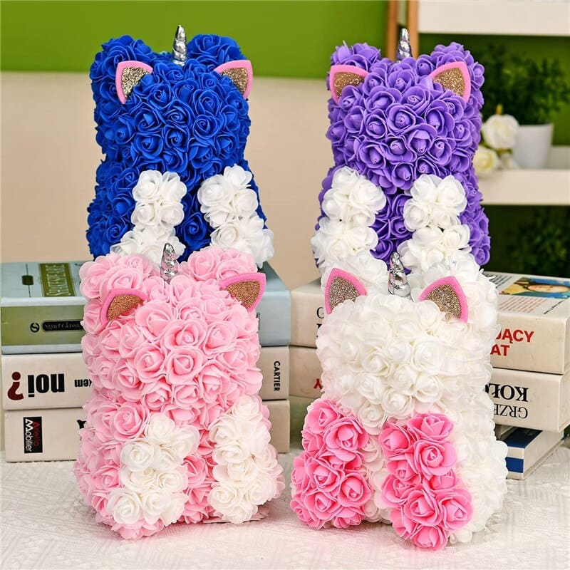 chats en roses de face