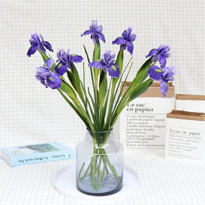 iris violettes en vase