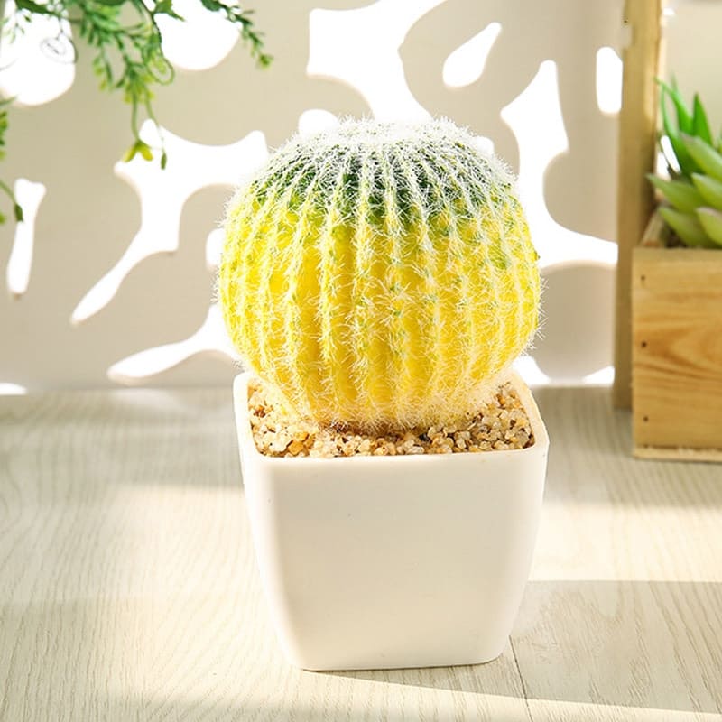Faux Cactus Jaune