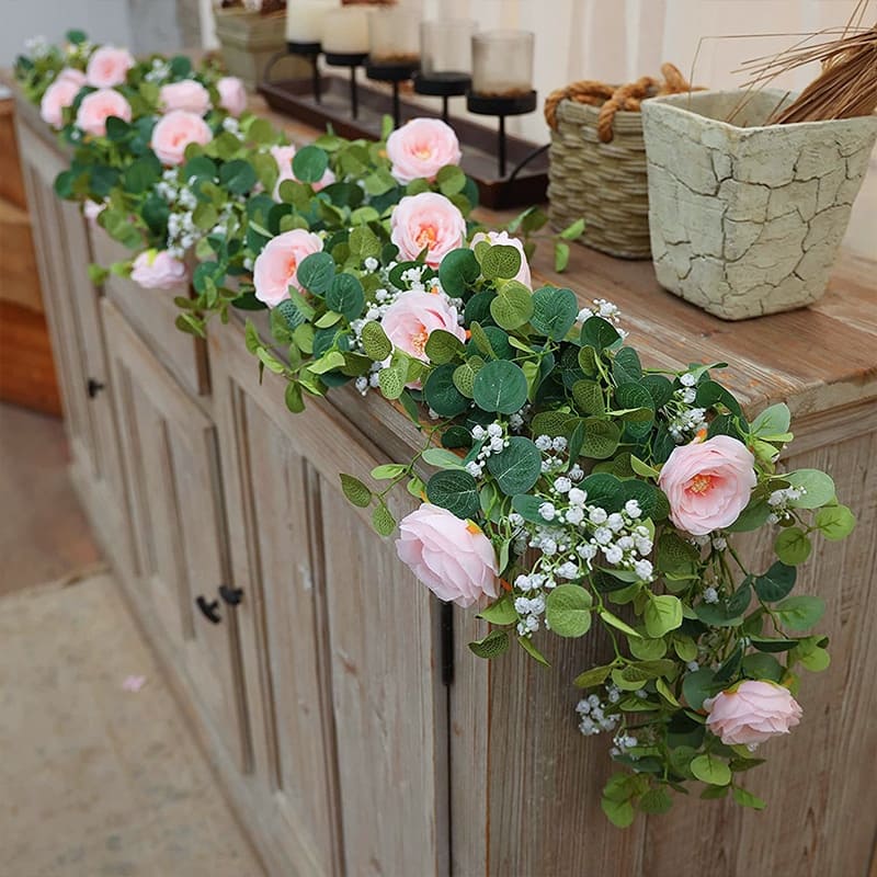 Guirlande Fausse Plante Rose Déco