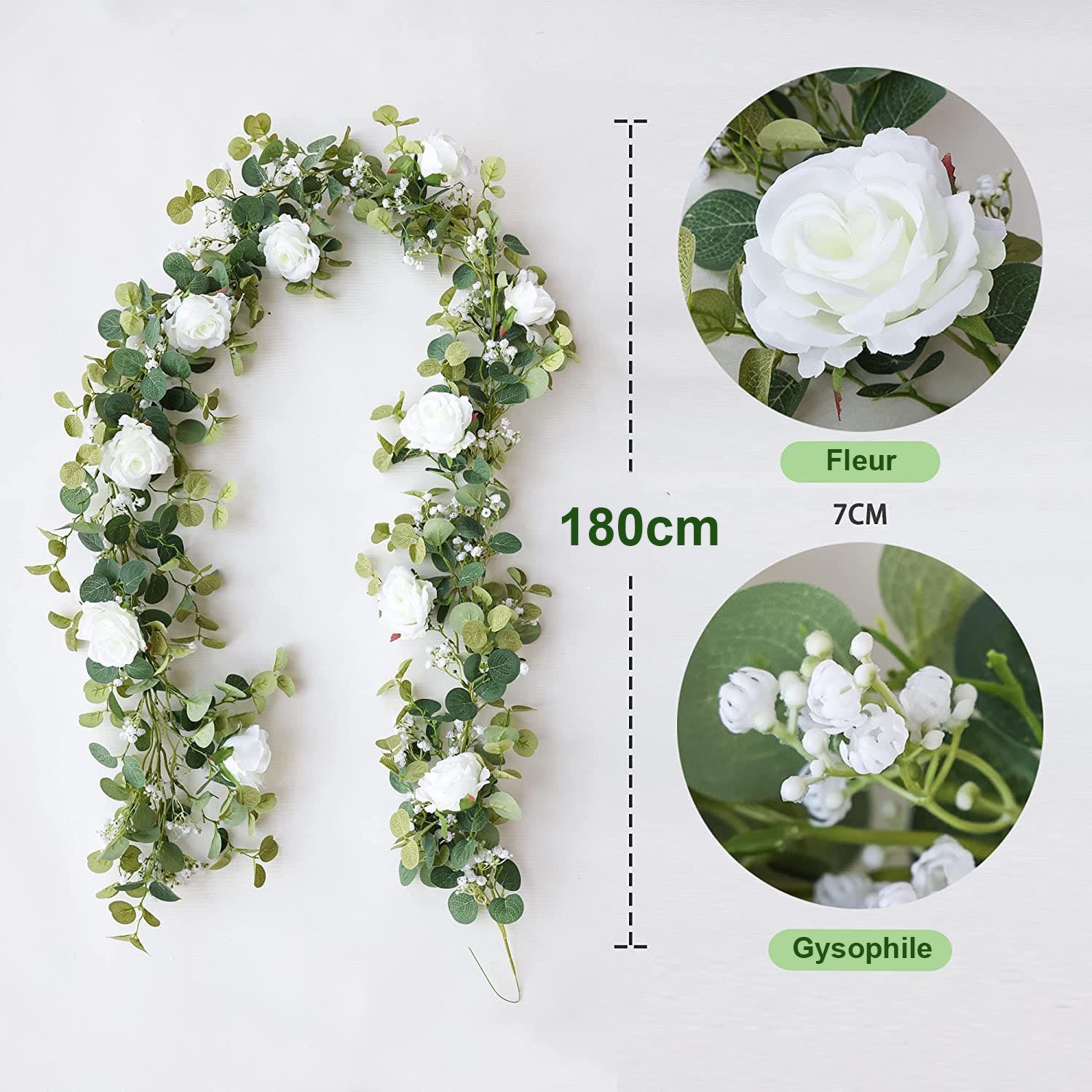 Guirlande Fausses Fleurs Blanches