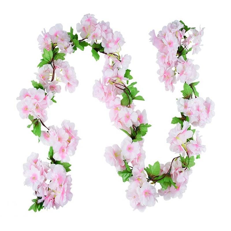 Guirlande de Fausses Fleurs Blanc et Rose