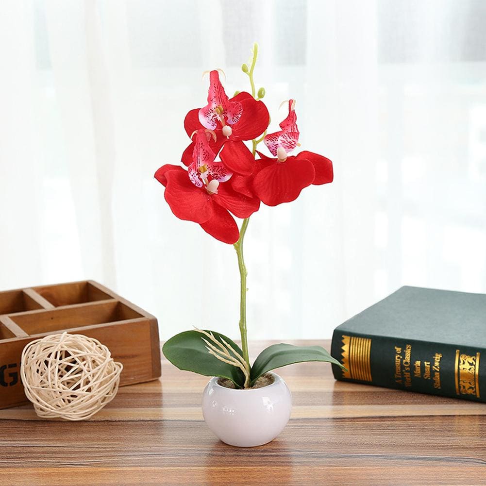 Orchidée Artificielle en pot Rouge