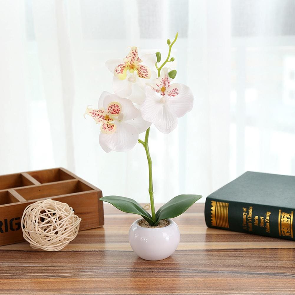 Orchidée Artificielle en pot Blanc