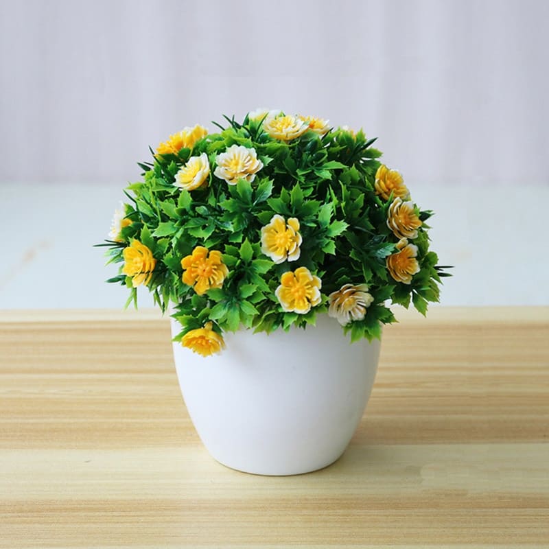 Petite Plante Artificielle en Pot Jaune