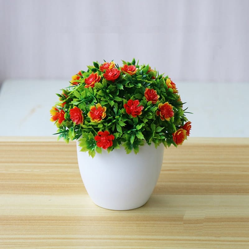 Petite Plante Artificielle en Pot Orange