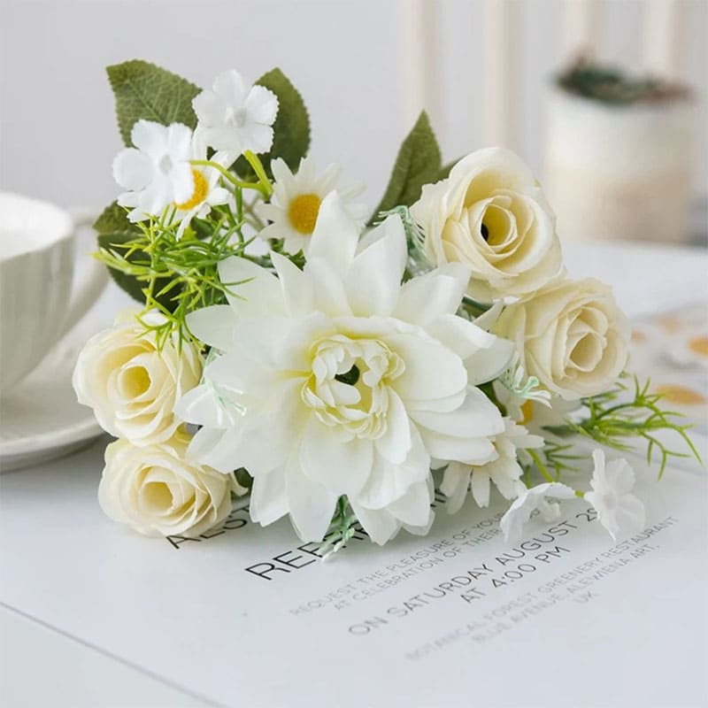 Bouquet Fausses Fleurs Blanc