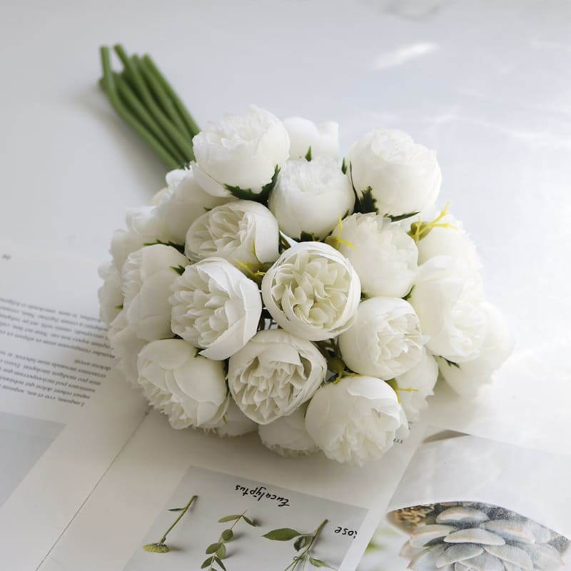 Bouquet Fausses Pivoines Blanc