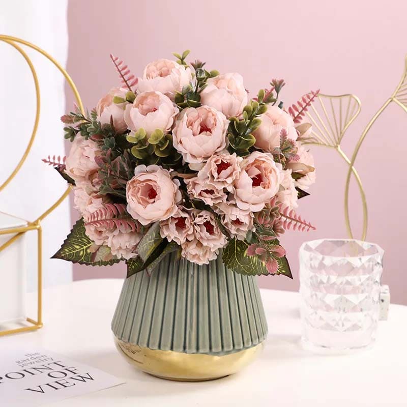Bouquet Fleurs Artificielles Cimetière Vase