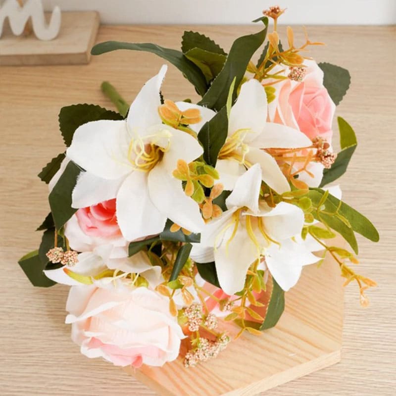 Bouquet de Fleurs Artificielles Mariage Rose Clair