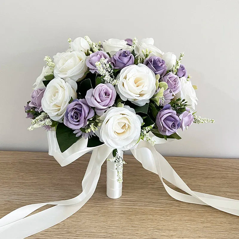 Bouquet de Fleurs Mariage Blanc et Violet