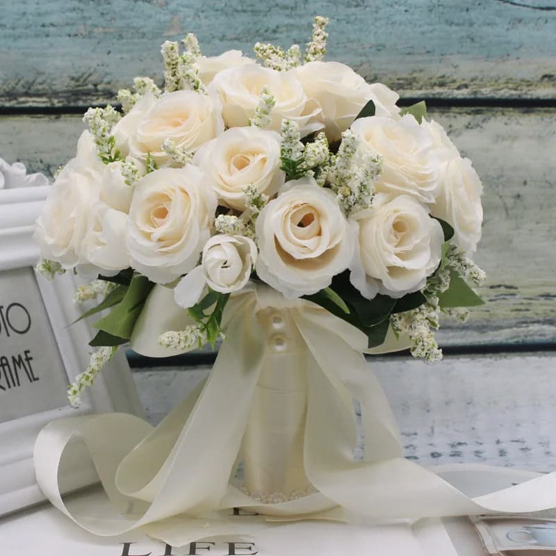 Bouquet de Mariée Fleurs Artificielles Blanc