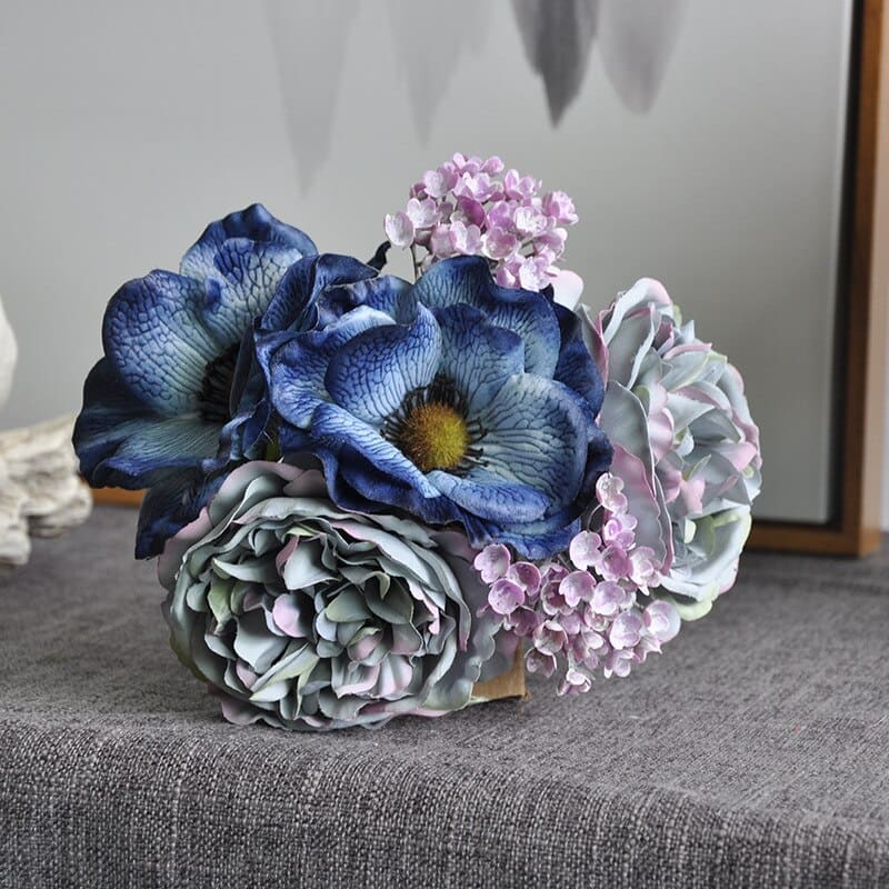 Bouquet de Pivoines et d'Anémones Bleu