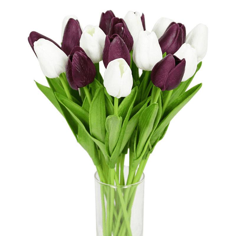 Bouquet de Tulipes Bordeaux et Blanc