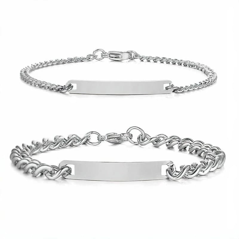 Bracelets Personnalisés pour Couple avec Coffret Rose Éternelle Argent