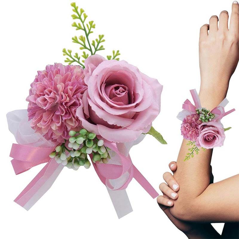 Bracelet Fleur Mariage Rose Pourpre