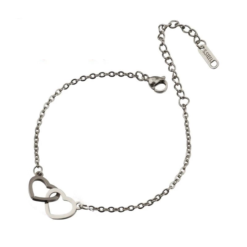 Bracelet Personnalisé Cœurs Entrelacés Argent