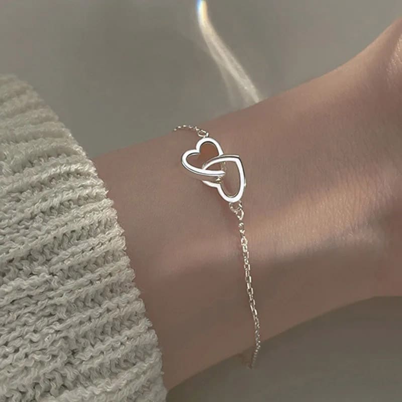 Bracelet Personnalisé Cœurs Entrelacés Gravés