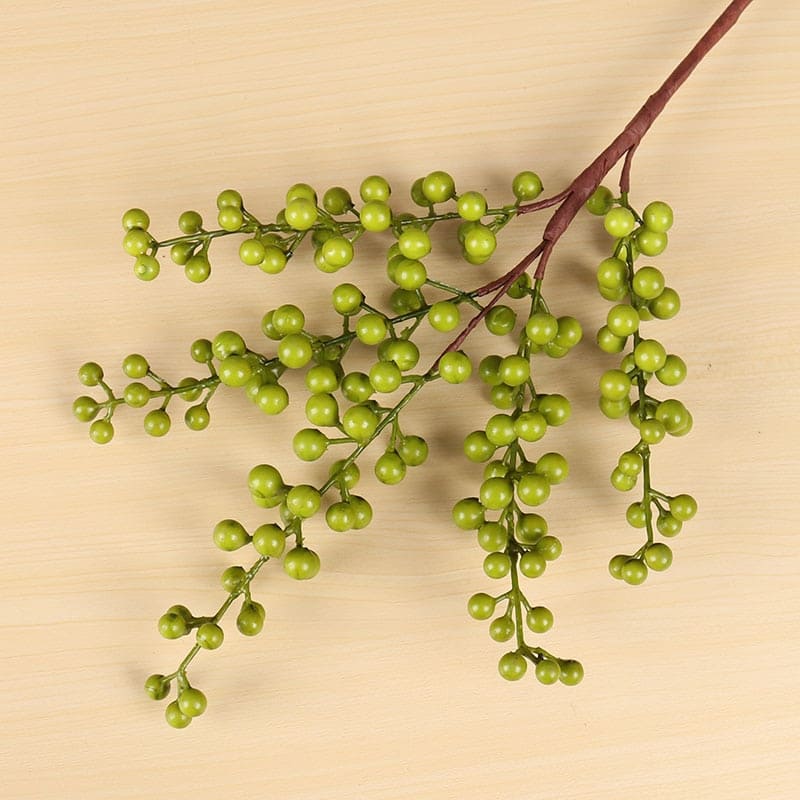 Branche décorative verte avec baies floquées H 75 cm collection Un