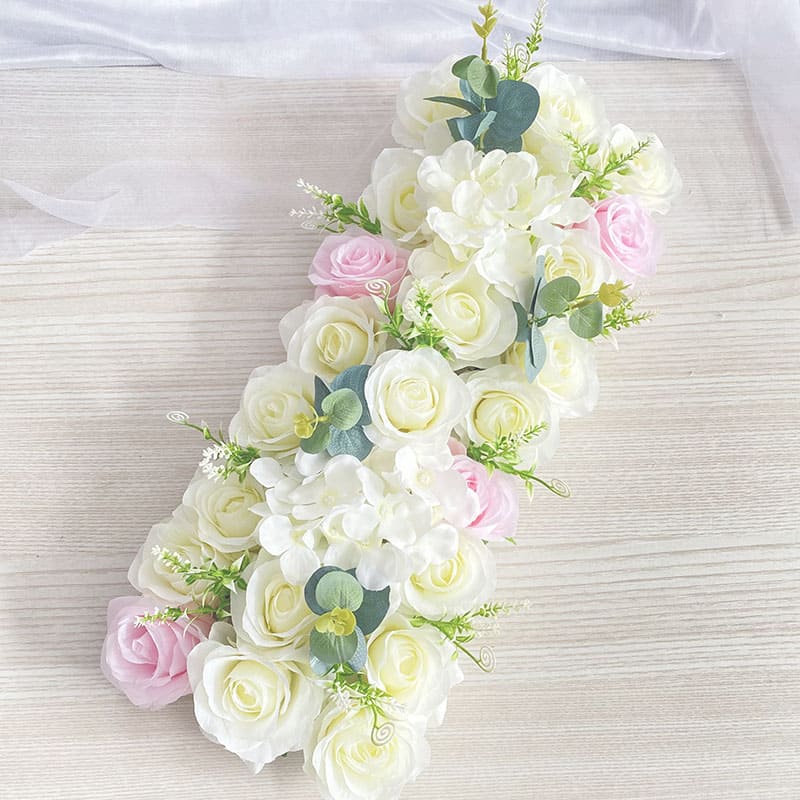 Chemin de Table Fleurs Blanc Rose