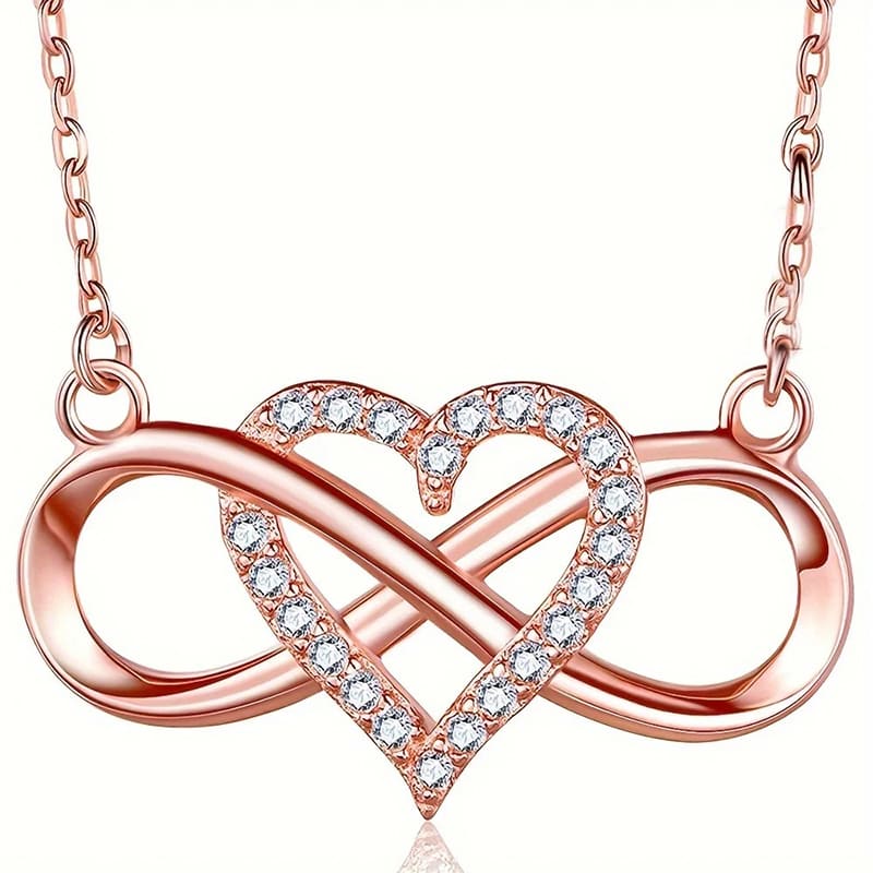 Collier Infini Saint Valentin - Rose Éternelle Coeur