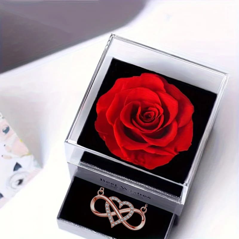 Collier Infini Saint Valentin - Rose Éternelle Fleur