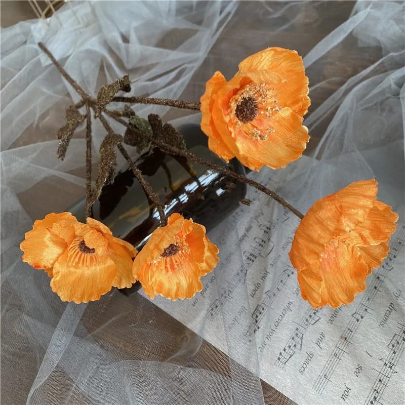 Coquelicot Artificiel Vintage Orange Clair