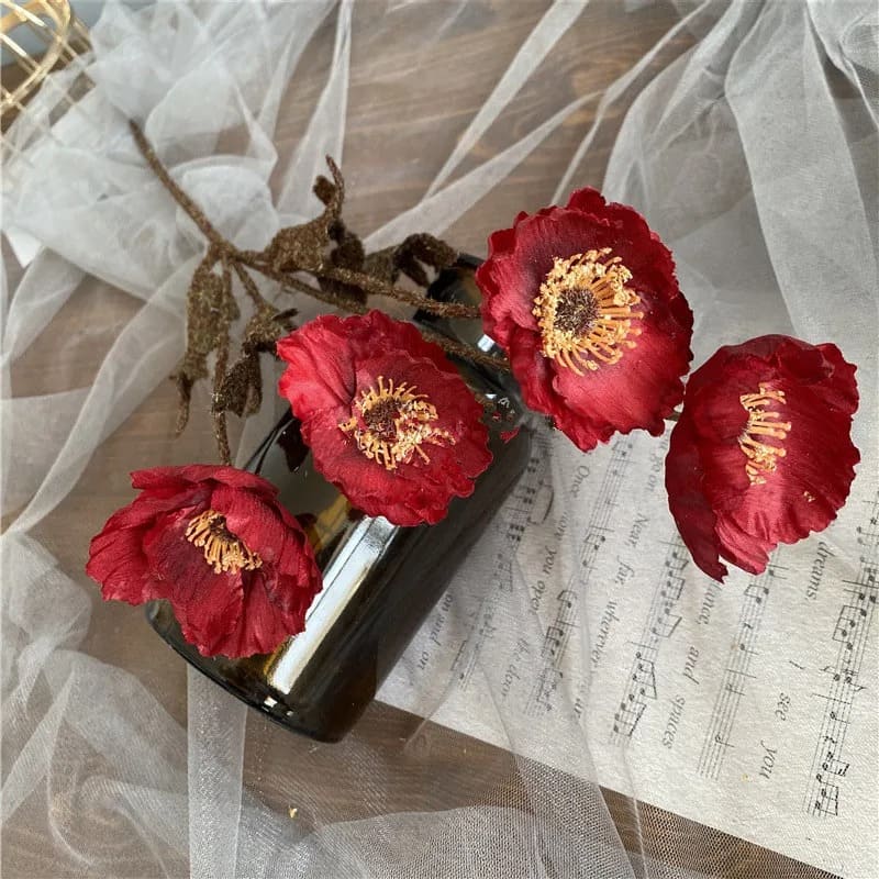 Coquelicot Artificiel Vintage Rouge