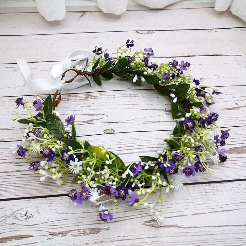 Couronne de Fleurs Cheveux Mariage Violet