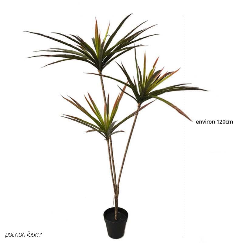 Dracaena Marginata Artificiel Feuilles Vertes et Rouges