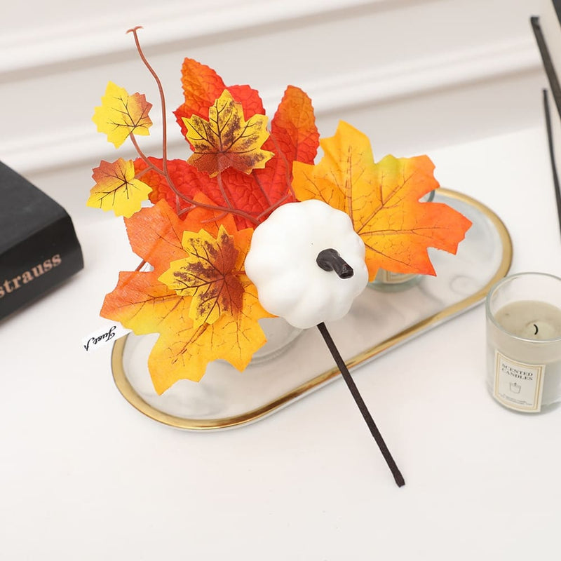Lot De 12 Mini Citrouilles Blanches Artificielles DIY - Décoration Halloween, Thanksgiving Et Automne, Citrouille Décorative 6cm