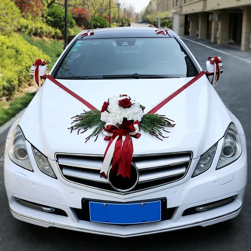 Nœuds Ruban Pour Voiture De Mariage - Lot De 10, Blanc Dentelle Cœur - Décoration Romantique Et Facile à Installer